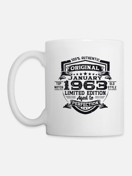 Jahrgang 1963 Januar 60. Geburtstag Geschenk Mann - Tasse - Weiß