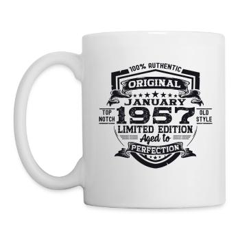 Né en 1957 Janvier 66e anniversaire Homme cadeau - Mug blanc - blanc - Gauche