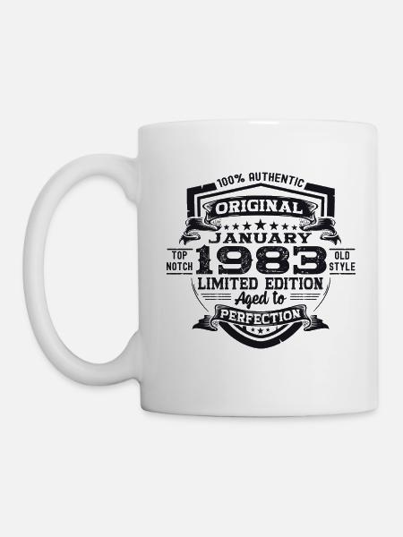 Jahrgang 1983 Januar 40. Geburtstag Geschenk Mann - Tasse - Weiß