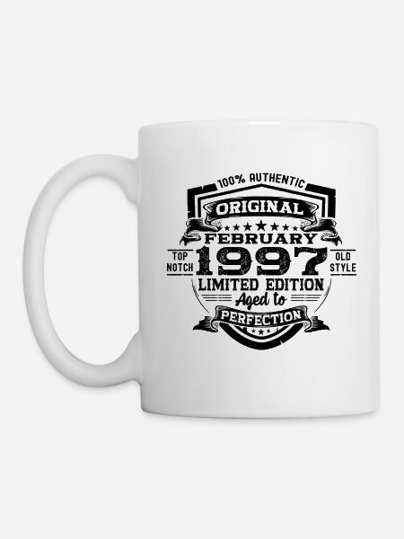 Februar Jahrgang 1997 Retro Geburtstag Geschenk - Tasse - Weiß