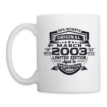 20. Geburtstag Mann Original März Jahrgang 2003 - Tasse - Weiß - Links