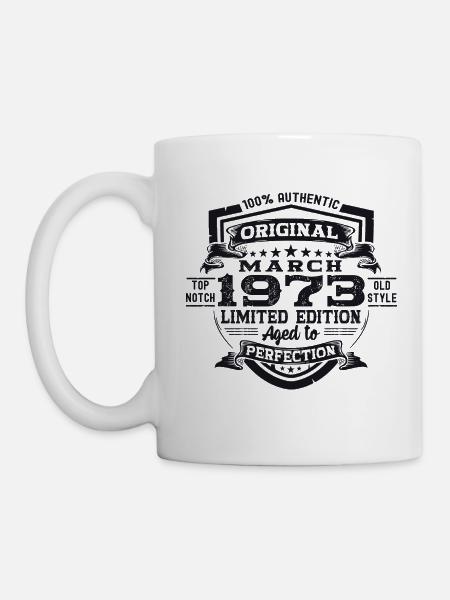 50e anniversaire Mann Original March Né en 1973 - Mug blanc - blanc