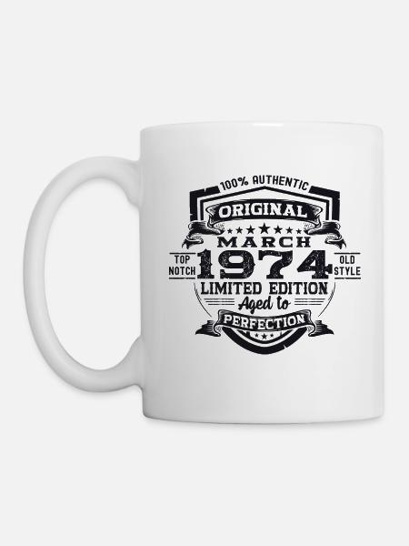 50. Geburtstag Mann Original März Jahrgang 1974 - Tasse - Weiß