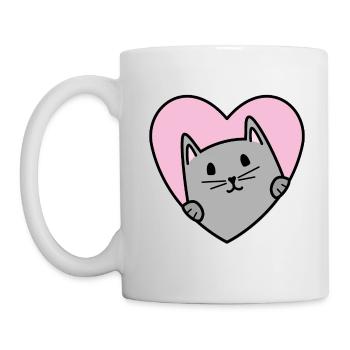 Katzenherz - Tasse - Weiß - Links