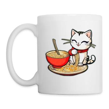 Cute Asian cat and ramen noodles - Mug - white - Left