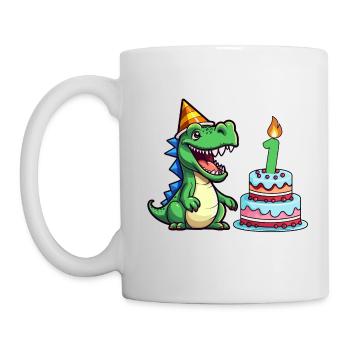Erster Geburtstag ich bin 1 Jahr alt cooler Dino - Tasse - Weiß - Links
