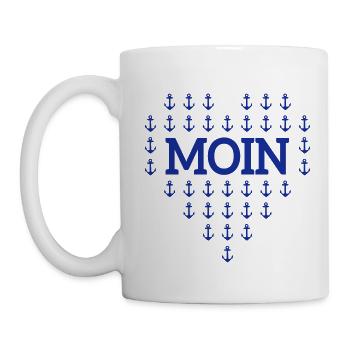Moin Anker Herz Gruß Norddeutschland Hamburg Küste - Tasse - Weiß - Links