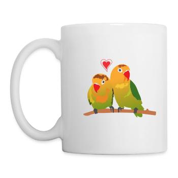 Lovebirds inseparable bird species cuddle - Mug - white - Left