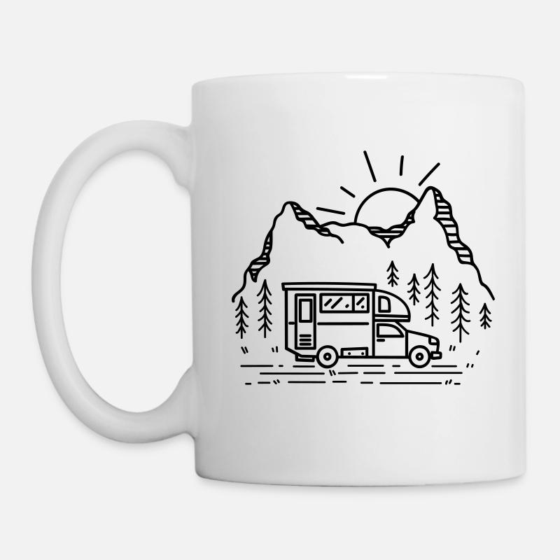 Camper Camping Natur Abenteuer Symbol Bild Symbole - Tasse - Weiß