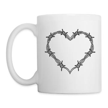 Herz - Stacheldraht Herz - Tasse - Weiß - Links
