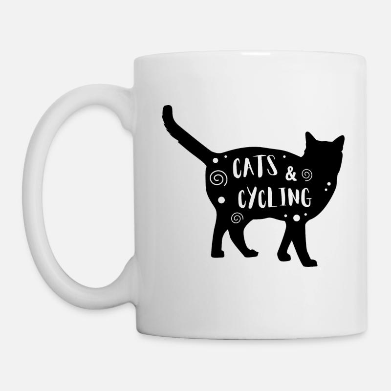 Katzen & Radfahren - Tasse - Weiß