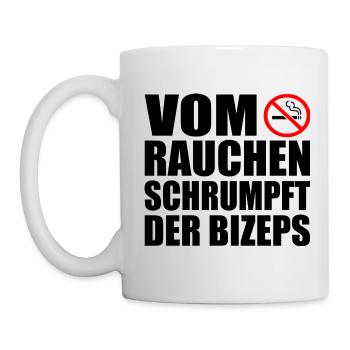 Vom rauchen schrumpft der bizeps - Tasse - Weiß - Links