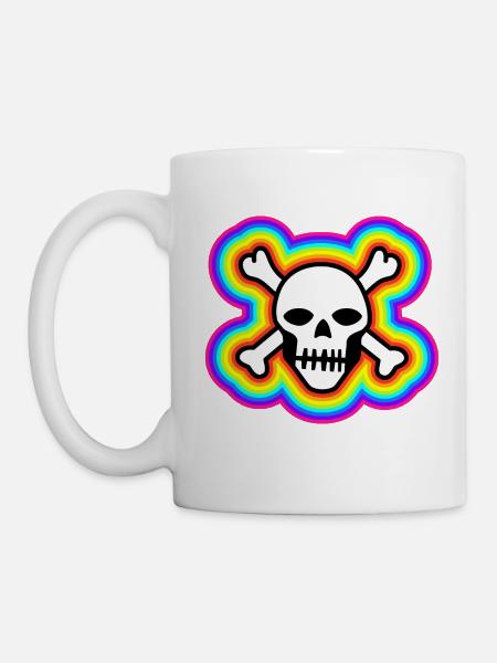 Regenbogenfarbener Schädel: Lebendiger und einzigartiger Schädel - Tasse - Weiß