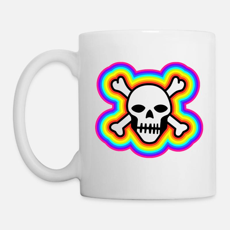 Regenbogenfarbener Schädel: Lebendiger und einzigartiger Schädel - Tasse - Weiß