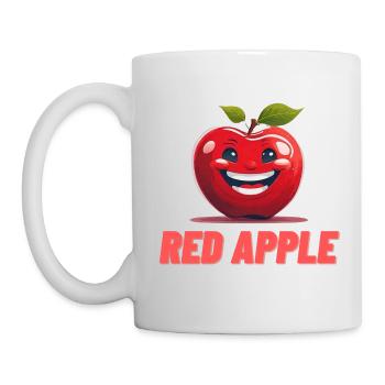 Roter Apfel essen Dessert - Tasse - Weiß - Links
