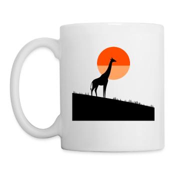 Giraffe im Sonnenuntergang - Tasse - Weiß - Links