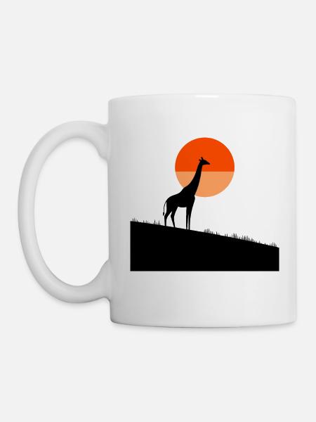Giraffe im Sonnenuntergang - Tasse - Weiß