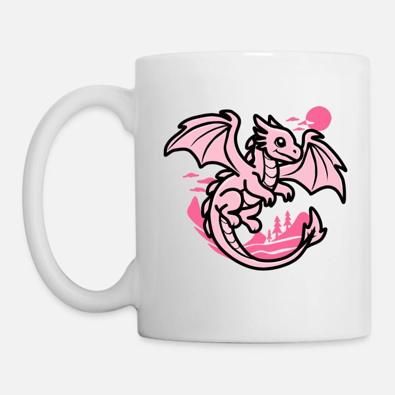 Rosa Drache - Tasse - Weiß