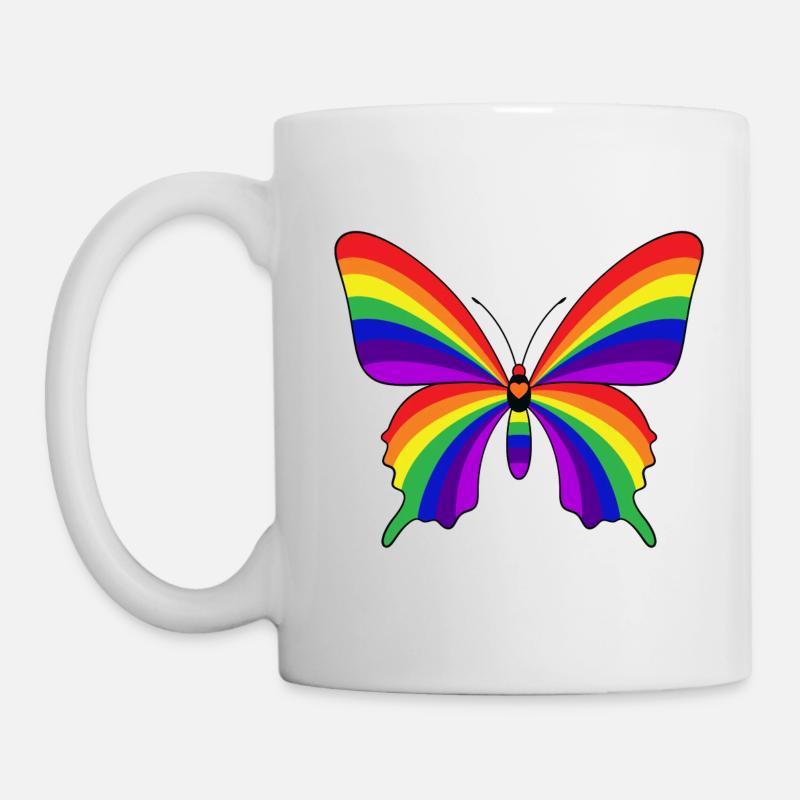 Regenbogen-Schmetterling - Tasse - Weiß