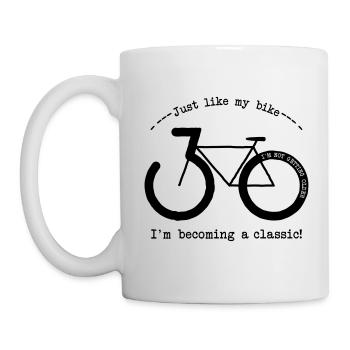 Tout comme mon vélo, je deviens un classique! - Mug blanc - blanc - Gauche
