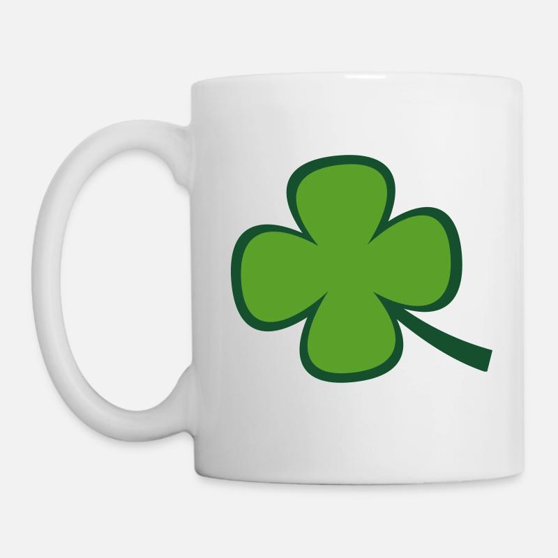 vierblättriges Kleeblatt Glücksbringer - Tasse - Weiß