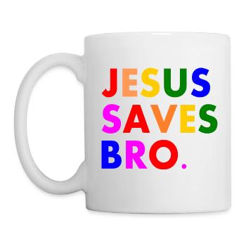 Jesus saves bro - Tasse - Weiß - Links