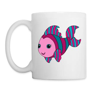 Bunter Fisch - Tasse - Weiß - Links