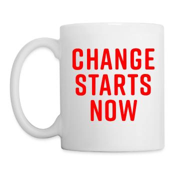 Change starts now - Tasse - Weiß - Links