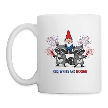 Raccoon 4th of July Fireworks Party - Mug - white - Left