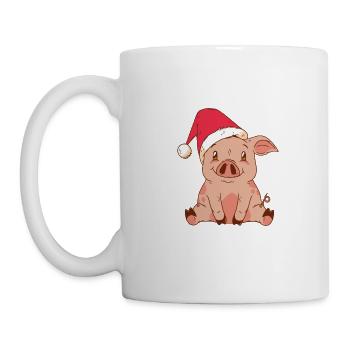 Schwein Weihnachten - Tasse - Weiß - Links