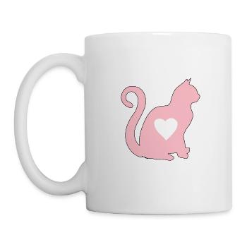 Rosee cat heart silhouette cat lover black - Mug - white - Left