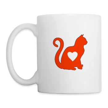 Orange cat heart silhouette cat lover black - Mug - white - Left