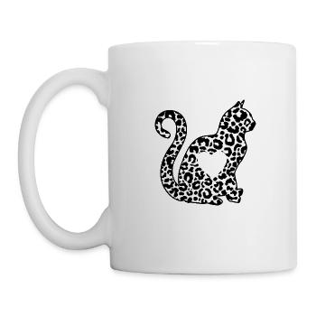 LEO silver cat heart silhouette cat lover black - Mug - white - Left