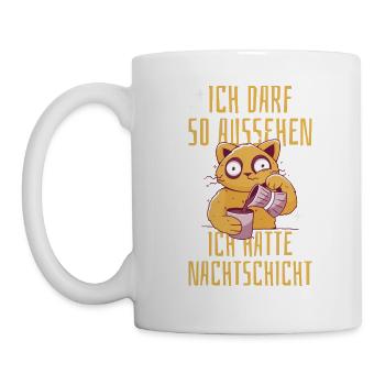 Nachtschicht Katze Kaffee - Tasse - Weiß - Links