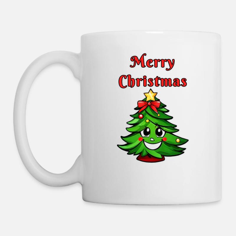 Cute Merry Christmas Christmas Tree - Mug - white