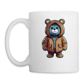 Cooler Teddy Bär mit Jacke - Tasse - Weiß - Links