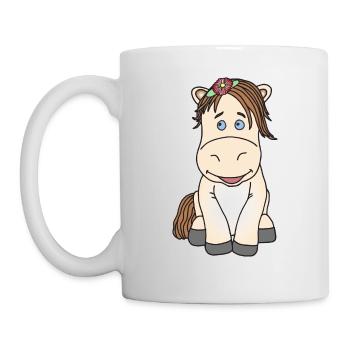 Super süßes Pferd mit Blume - Tasse - Weiß - Links