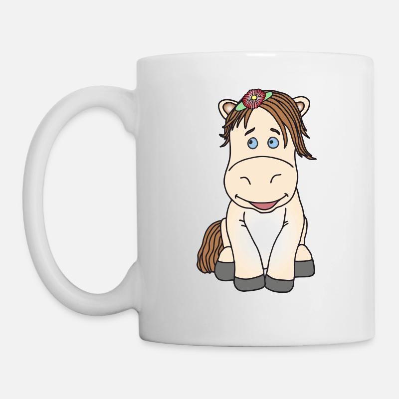 Super süßes Pferd mit Blume - Tasse - Weiß