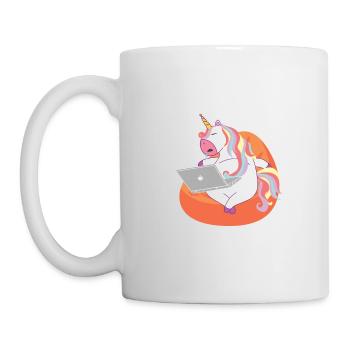 Unicorn sleeping with laptop / Einhorn - Mug - white - Left