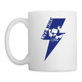 Live Wire Totenkopf Blau - Tasse - Weiß - Links