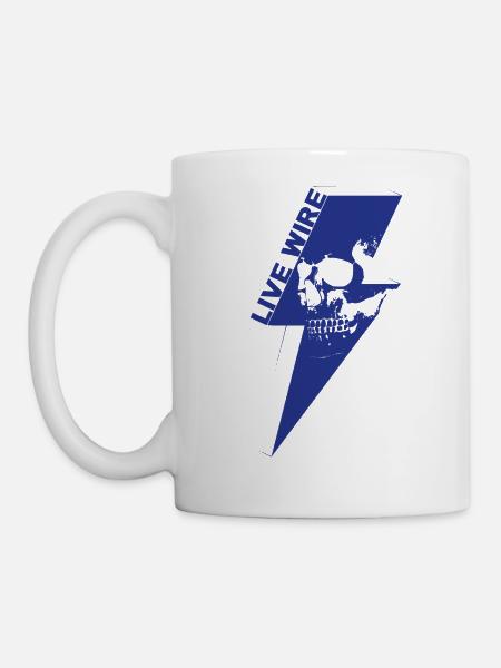 Live Wire Totenkopf Blau - Tasse - Weiß