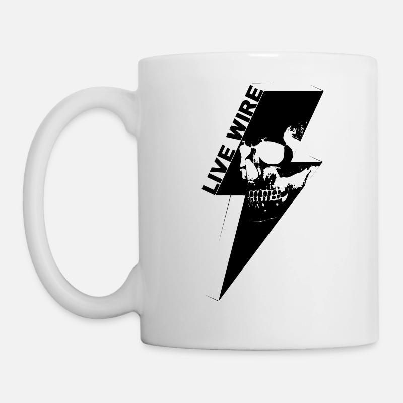 live wire skull black - Mug blanc - blanc