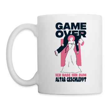 JGA Hochzeit Ich Habe Ihn Zum Altar Geschleppt - Tasse - Weiß - Links