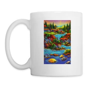 Abstrait ai scène de ville balnéaire - Mug blanc - blanc - Gauche