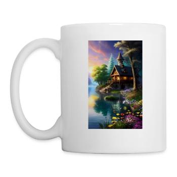 Cabane fantastique confortable dans une nature colorée - Mug blanc - blanc - Gauche