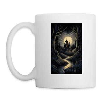 Dark horror landscape of creepy manor - Mug - white - Left