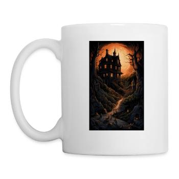 Maison d’horreur sombre et lumineuse dans une nature étrange - Mug blanc - blanc - Gauche