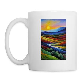 Impressionnisme coloré aquarelle coucher de soleil - Mug blanc - blanc - Gauche