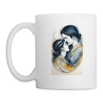 Couple in lines of black & gold - Mug - white - Left