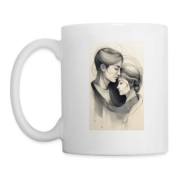 Couple lesbien à encre unifiée - Mug blanc - blanc - Gauche